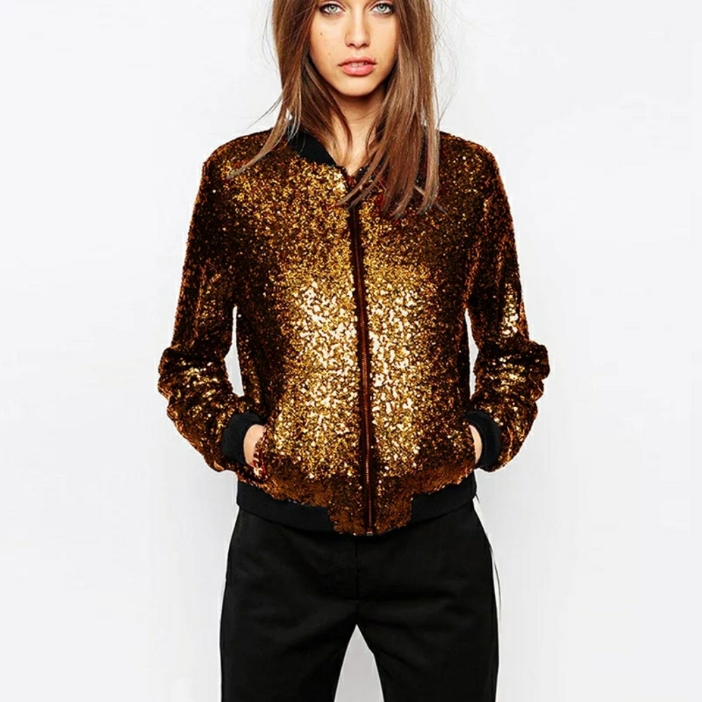 sequins bomber jacket
